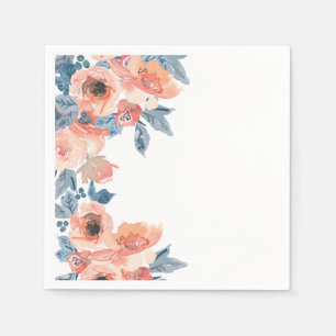 Elegant All Occasion Peach en Blue Rozen Floral Servet