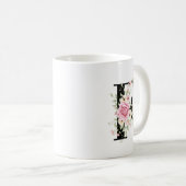 Elegant Alphabet Coffee Cup with Pink Rose Design Koffiemok (Voorkant rechts)