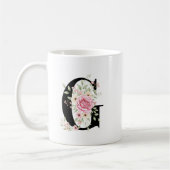 Elegant Alphabet Coffee Cup with Pink Rose Design Koffiemok (Links)