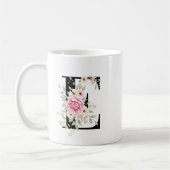 Elegant Alphabet Coffee Cup with Pink Rose Design Koffiemok (Links)