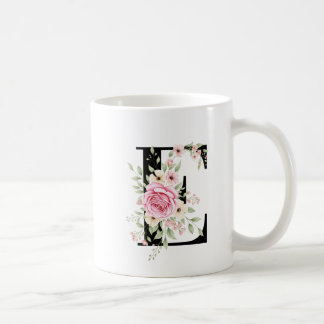 Elegant Alphabet Coffee Cup with Pink Rose Design Koffiemok