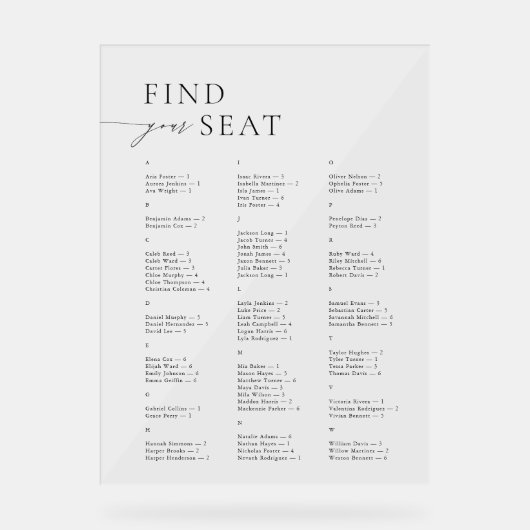 Élégant Alphabétique Moderne Trouvez Votre Mariage (Recto)