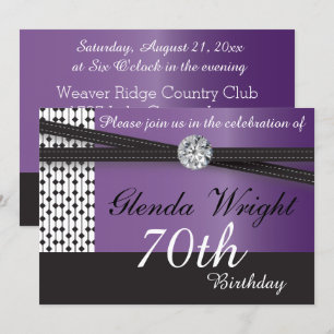 Elegant Amethyst Paars en Black Birthday Kaart