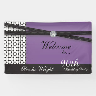 Elegant Amethyst Paars en Black Birthday Spandoek