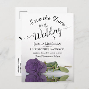Elegant Amethyst Paarse Roos Wedding Save the Date Aankondigingskaart