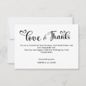 Élégant Amour et Merci Cœur Script Mariage (Devant)