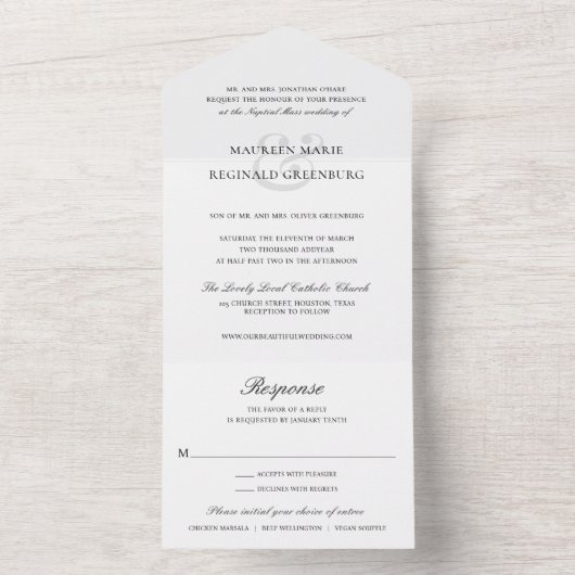Elegant Ampersand Formele Traditionele Weddenschap All In One Uitnodiging (Binnen)