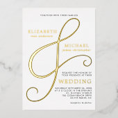 Elegant Ampersand Gold Modern Wedding Folie Uitnodiging (Voorkant)