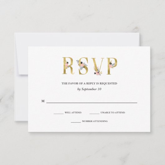 Elegant Ampersand | Goud en Blush Bruiloft RSVP (Voorkant)