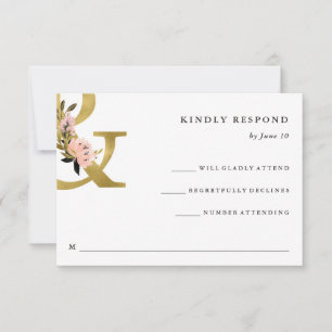 Elegant Ampersand Goud en Blush Bruiloft RSVP Kaartje