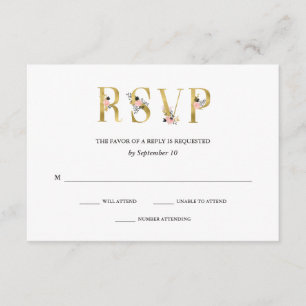 Elegant Ampersand Goud en Blush Bruiloft RSVP Kaartje