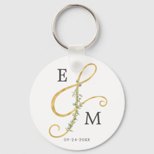 Elegant Ampersand Greenery Monogram Wedding Sleutelhanger