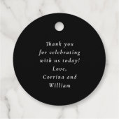 Elegant ampersand initialen bruiloft zwart-wit bedankjes labels (Achterkant)