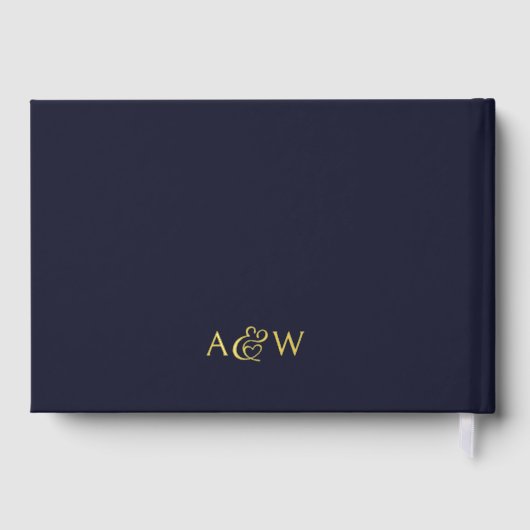 Elégant Ampersand Monogram Gold Marine Mariage ble (Verso)