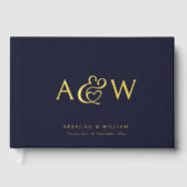 Elégant Ampersand Monogram Gold Marine Mariage ble (Recto)