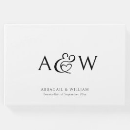 Elegant Ampersand Monogram Zwart & Wit Bruiloft Gastenboek