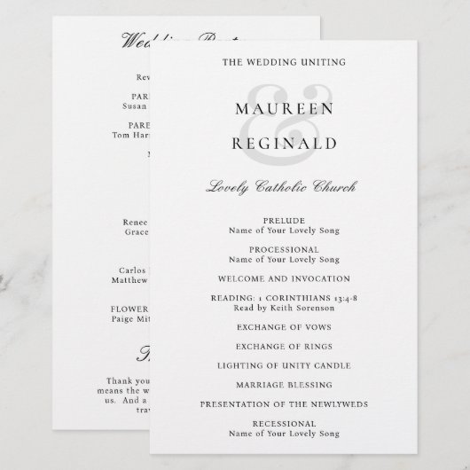 Élégant Ampersand Programme de mariage traditionne (Devant / Derrière)