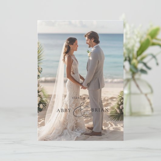 Elegant Ampersand Script Font 1 Foto Dank u Bedankkaart (Staand voorkant)