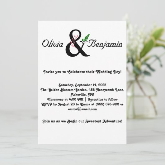 Elegant Ampersand & Script Wedding Design Kaart (Staand voorkant)