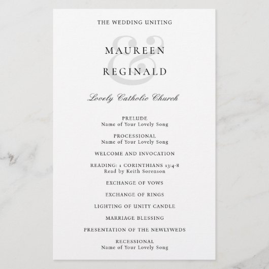 Elegant Ampersand Traditional Wedding Programme (Voorkant)