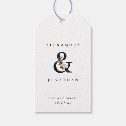 Elegant Ampersand | Zwarte en witte bruiloft Cadeaulabel (Voorkant)