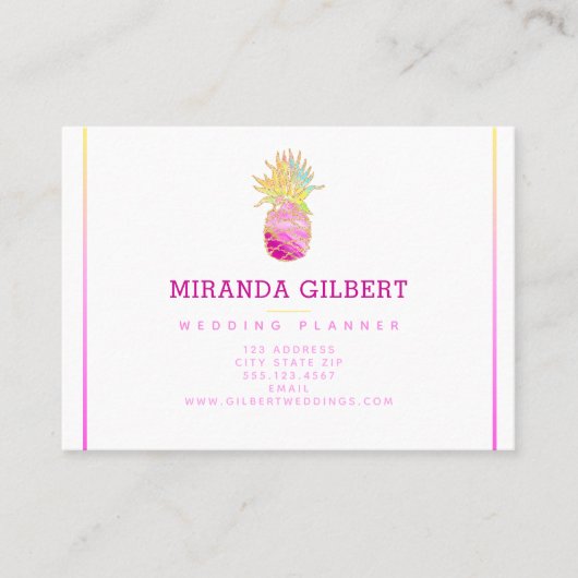 Elegant ananas in Pinks en Gold Visitekaartje (Voorkant)