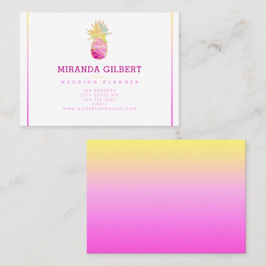 Elegant ananas in Pinks en Gold Visitekaartje (Voorkant / Achterkant)