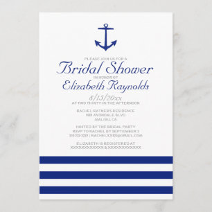 Elegant Anchor Bridal Shower Invitations Kaart
