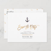 Elegant Anchor, Nautical Save the Date Briefkaart (Voorkant / Achterkant)