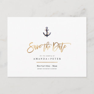 Elegant Anchor, Nautical Save the Date Briefkaart