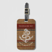 Elegant Anchor Stripes Rustige Nautical Custom Nam Bagagelabel (Voorkant (verticaal))