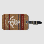 Elegant Anchor Stripes Rustige Nautical Custom Nam Bagagelabel (Voorkant (horizontaal))