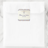 Élégant Ancre nautique Gold Blue Striped Sticker (Sac)