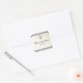 Élégant Ancre nautique Gold Blue Striped Sticker (Enveloppe)