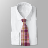 Elegant and classic Pink Plaid Gingham Pattern Stropdas (Gebonden)