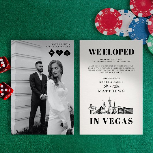 Elegant and Fun Las Vegas Elopement Announement Kaart