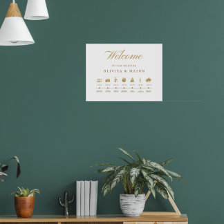 Elegant and Minimal Wedding Order of Events Sign  Poster
