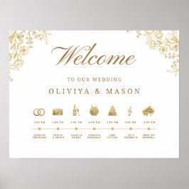 Elegant and Minimal Wedding Order of Events Sign Poster