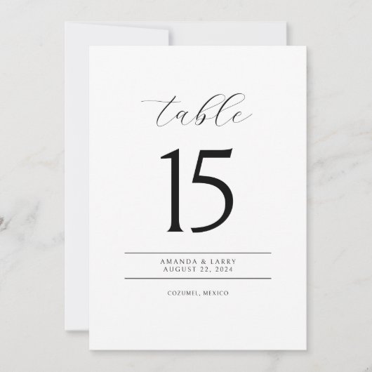 Elegant and Modern Minimalist Table Number Cards Kaart (Voorkant)
