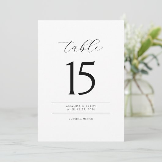 Elegant and Modern Minimalist Table Number Cards Kaart (Staand voorkant)