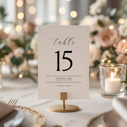 Elegant and Modern Minimalist Table Number Cards Kaart