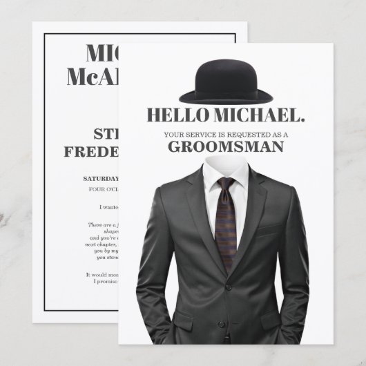 Elegant and Modern Wedding Groomsman Proposal Card Kaart (Voorkant / Achterkant)