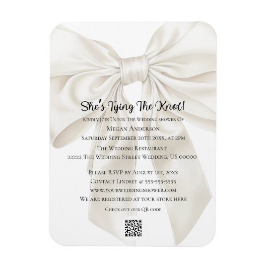 Elegant and Simple Bow Theme Wedding Shower Magneet (Verticaal)