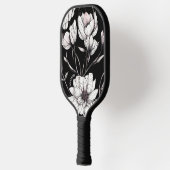 Elegant Anemone Floral Custom Name Black Pickleball Paddle (Links)