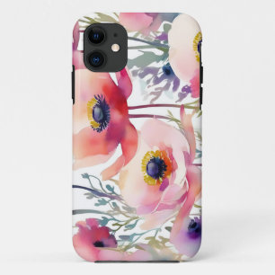 Elegant Anemone Patroon Roze en Paarse iPhone 11 Hoesje