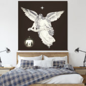 Elegant  Angel met Bethlehem op donkerbruin Canvas Afdruk (Insitu (Slaapkamer))