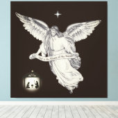 Elegant  Angel met Bethlehem op donkerbruin Canvas Afdruk (Insitu (Houten vloer))