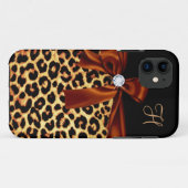 Elegant Animal Print Faux Diamond Monogramed Case-Mate iPhone Case (Achterkant (horizontaal))