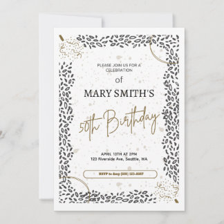 Elegant Animal Print Gold Black 50e verjaardag Kaart