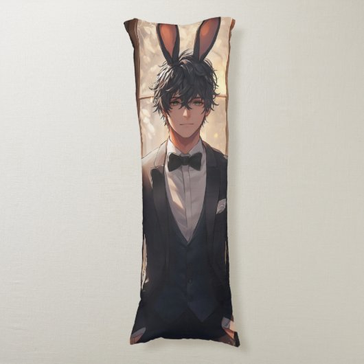 Elegant Anime Rabbit Man Lichaamskussen (Voorkant Verticaal)